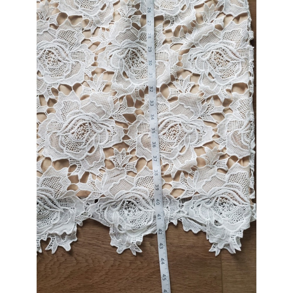 Lulus White Floral Crochet Lace Halter Sheath Dress Nude Lining NWT Large - Picture 5 of 14